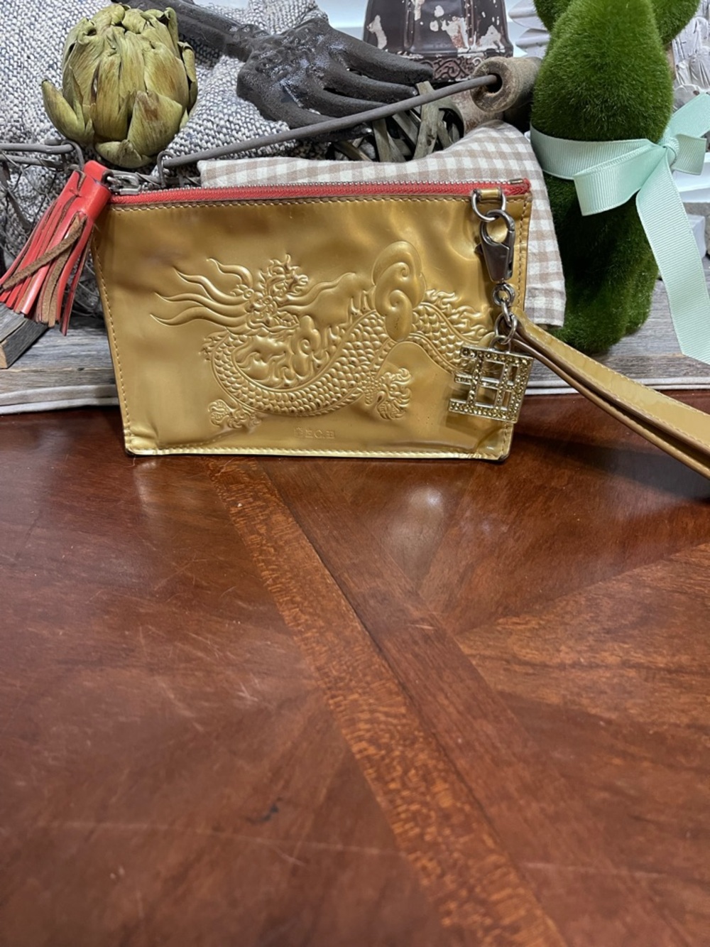 Vtg rare Camenae Italy wristlet clutch pouchette leather